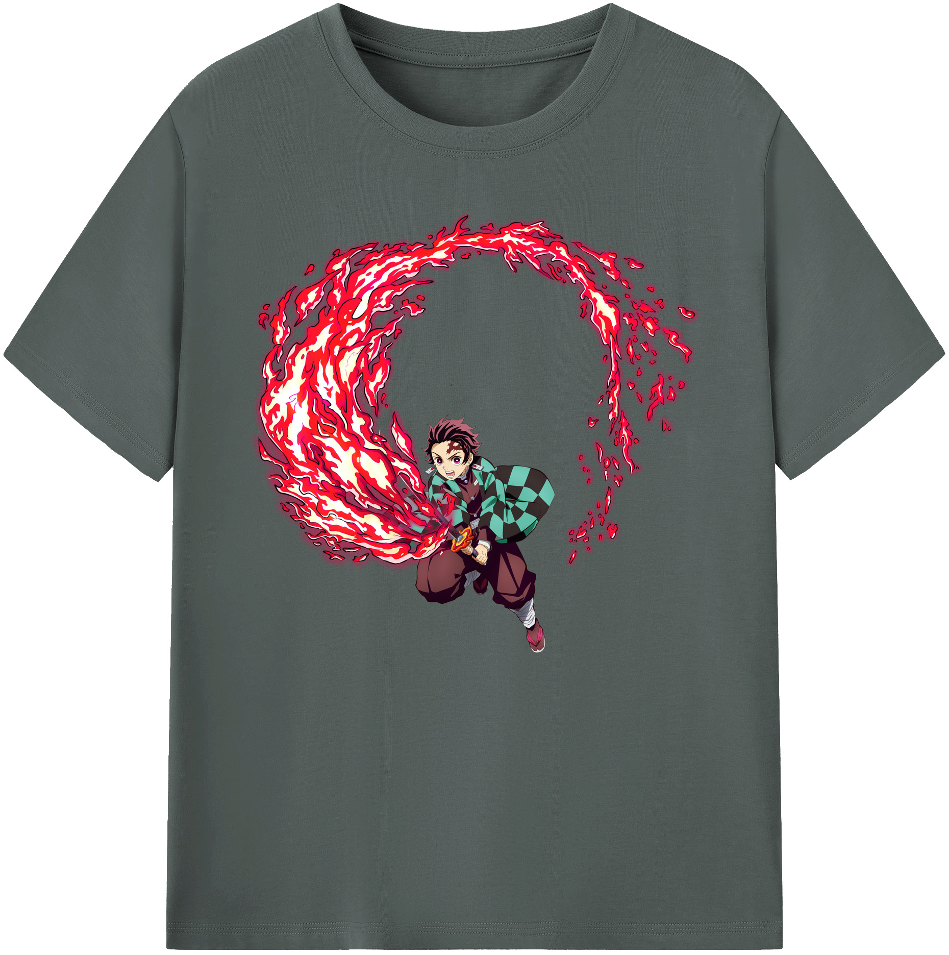 （画像用） 鬼滅の刃 竈門 炭治郎／かまど たんじろう Kamado Tanjirou 綿100％ メンズ半袖Tシャツ｜肌触りやわらか＆通気性